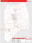 San Joaquin County Wall Map Red Line Style